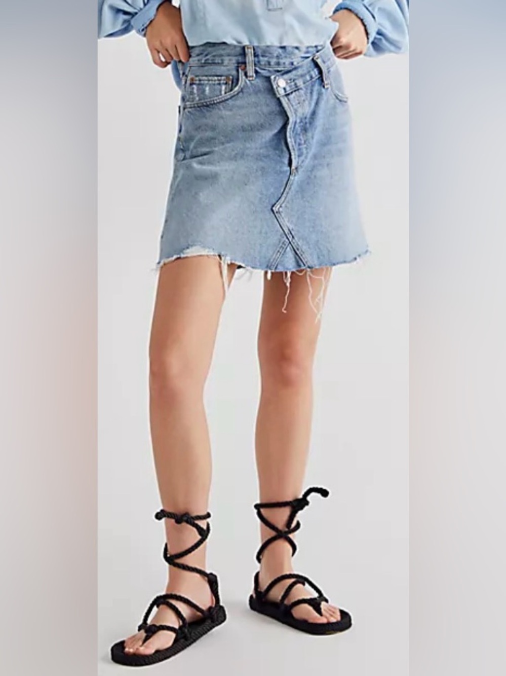 Agolde Light Blue Denim criss cross  Mini Skirt. Size 28